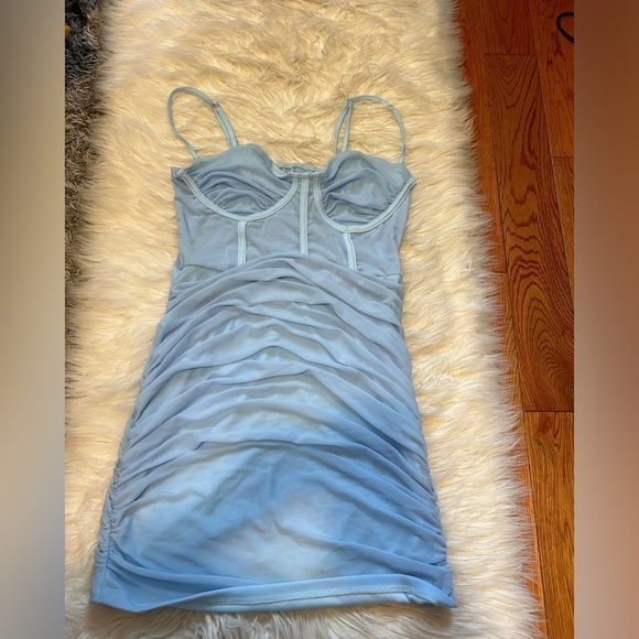 Light Blue Ruched Mini Dress - Picture 1 of 2